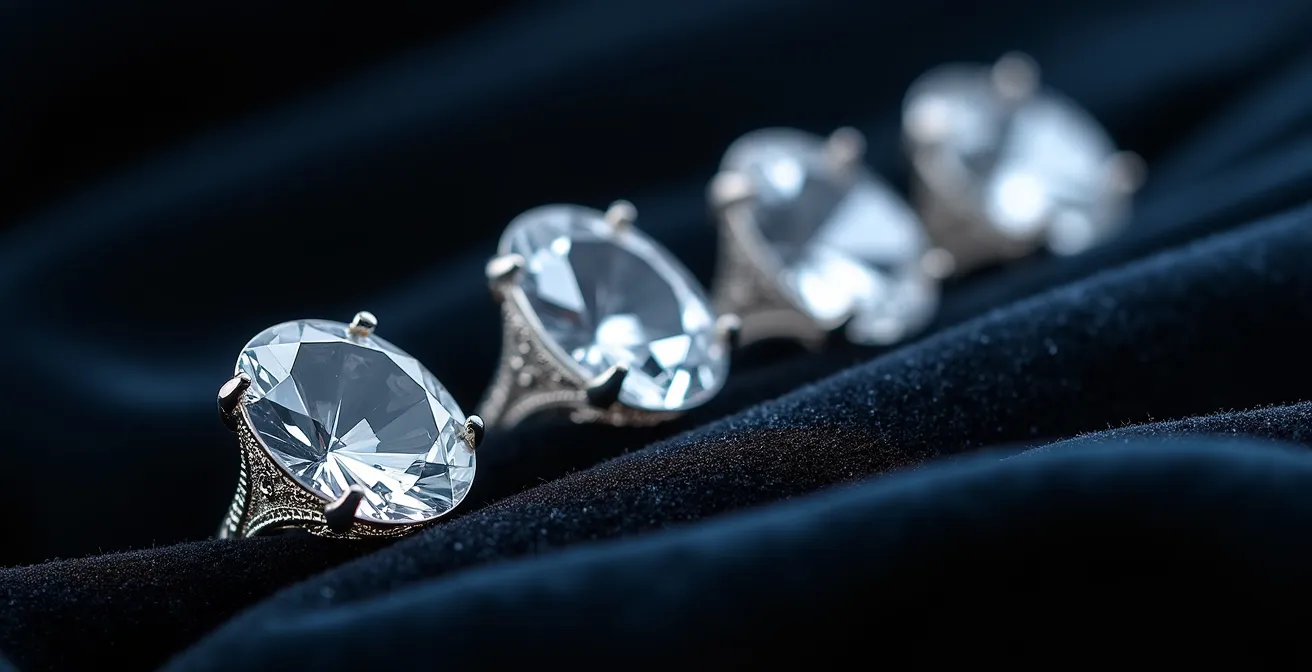 Comparación visual de cinco alternativas al diamante para nacidos en abril