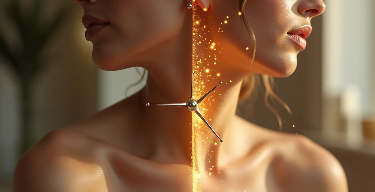 Comparación visual del efecto tensor temporal en la piel del cuello