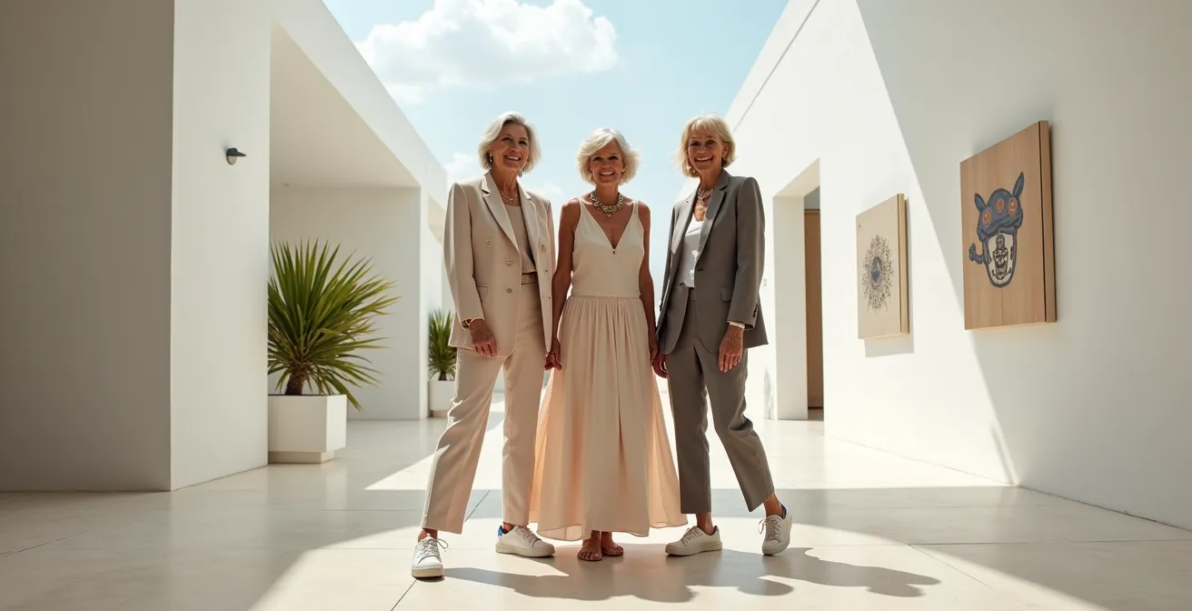 Grupo diverso de mujeres mayores de 60 años con estilos únicos y modernos