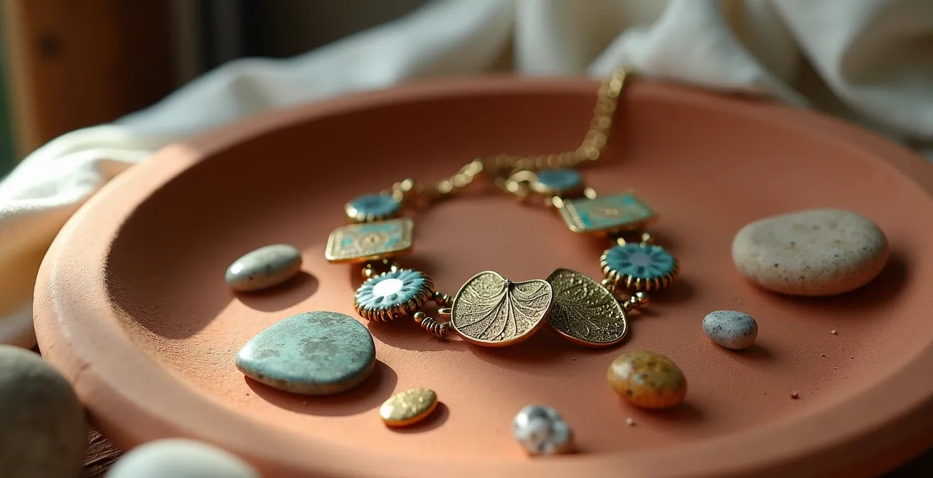 Joya artesanal española como punto focal de un look minimalista