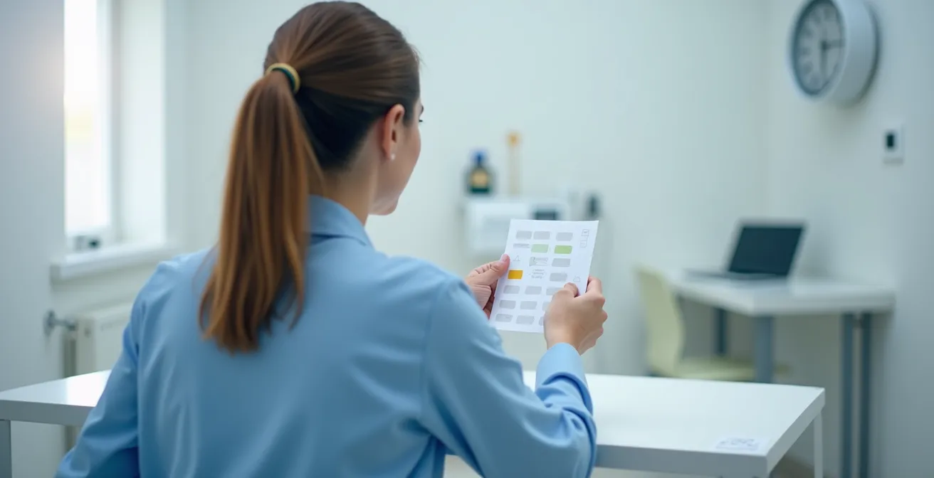 Procedimiento de prueba epicutánea en consulta dermatológica para el diagnóstico de alergias a metales.